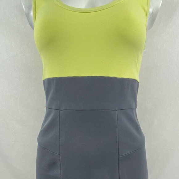 THEORY Jersey Dress grey-neon yellow color block 6 - Picture 2 of 8